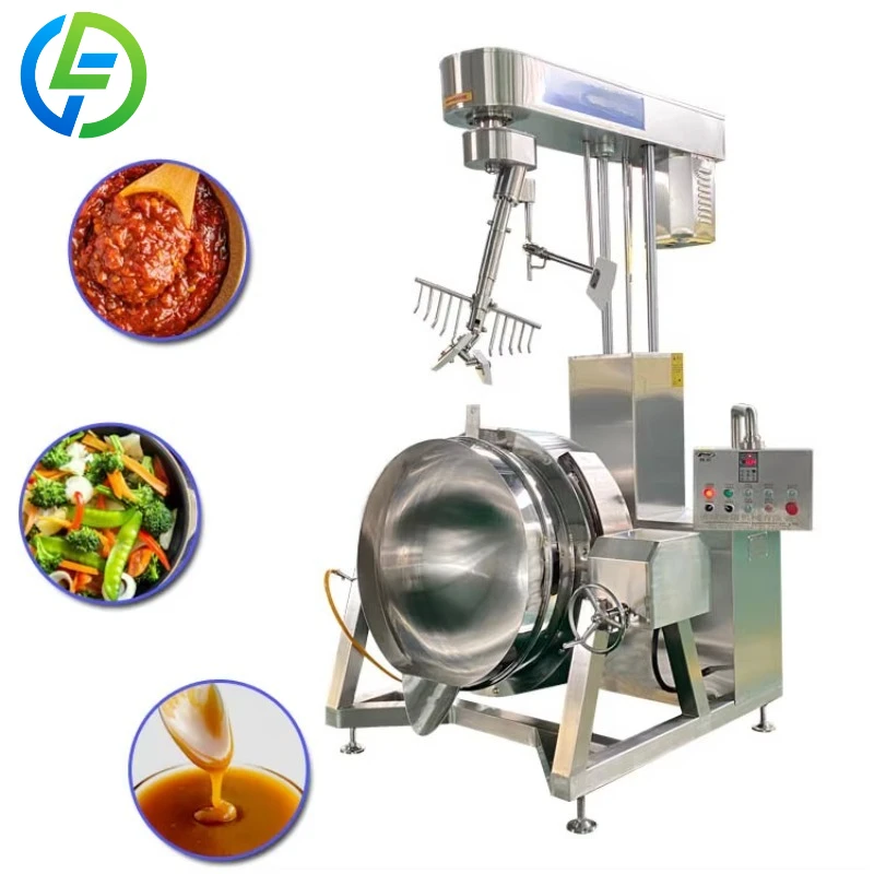 Customize Automatic Tilting Planetary Gas Electric Food Cooking Mixer Machine Sauce Jacketed Kettle Cooking Pot With Mixer