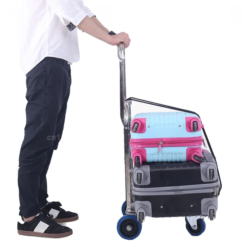 

Stainless Steel Folding Luggage Cart, Portable Climbing Trolley, Heavy Duty Shopping Cart with 150kg Load Capacity