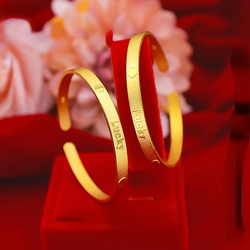 

Original Lucky Goddess Bracelet Bangle Real18k Gold Color Wedding Engagement Jewelry Gift Luxury Women Accessories