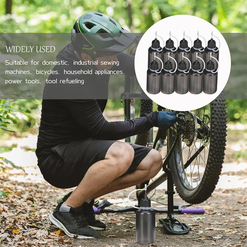 

10pcs Needle Tip Bottles Oil Applicator Portable Dispensing Squeeze Plastic Nozzle Black Lightweight Craft Supplies