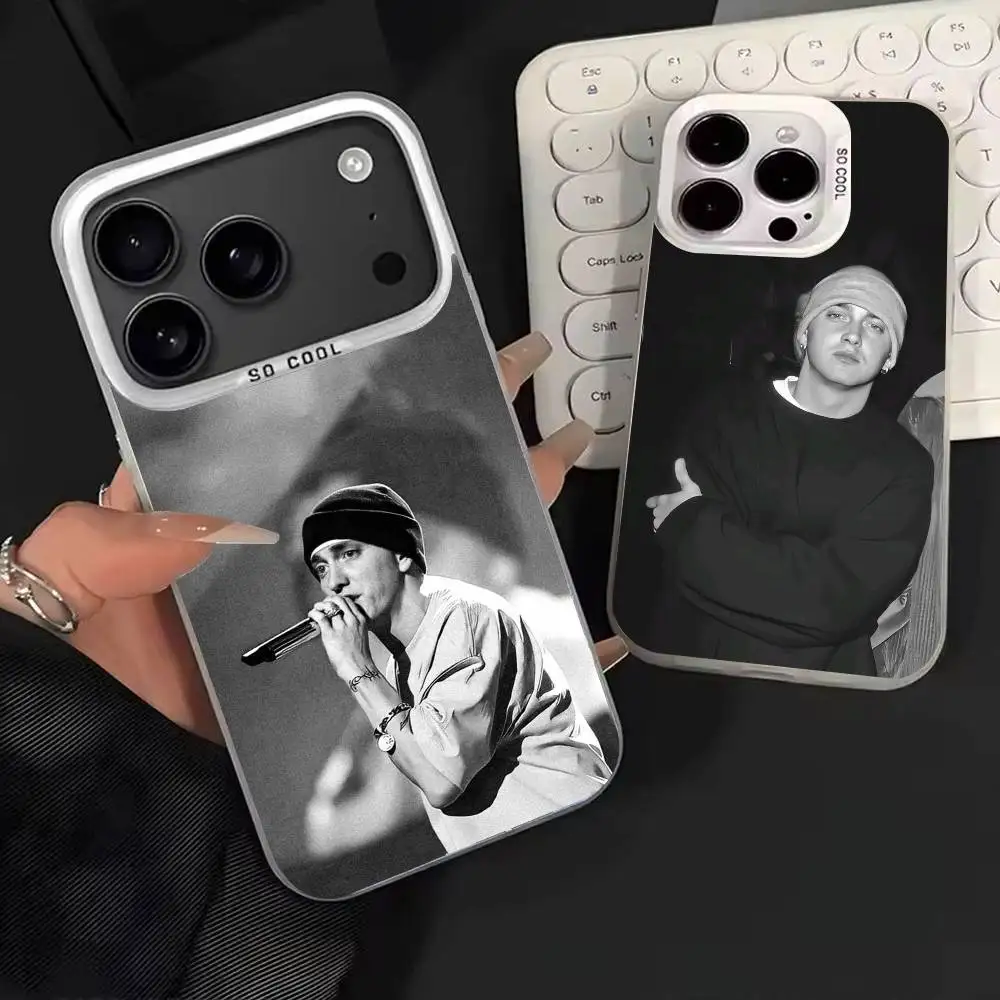

Eminem Cool Rapper Phone Case For iPhone 17,16,15,14,13,12,11,Mini,Pro,E,MAX White Candy Matte Shockproof Cover