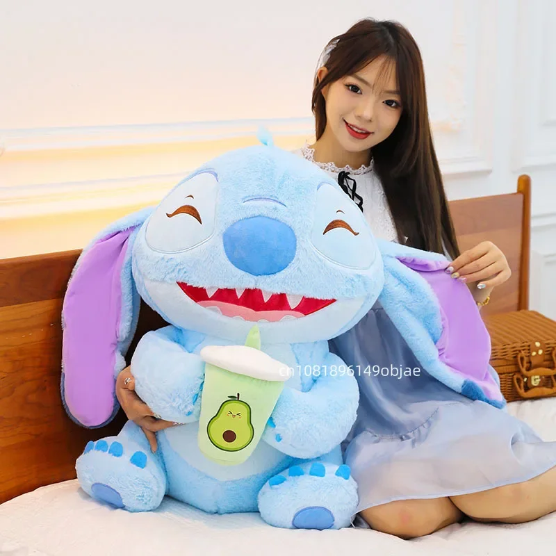 60cm Big Size Stitch Milk Tea Cup cuscino bambola Kawaii Star Stitch personaggio Anime farcito morbido peluche bambola peluche regalo per bambini