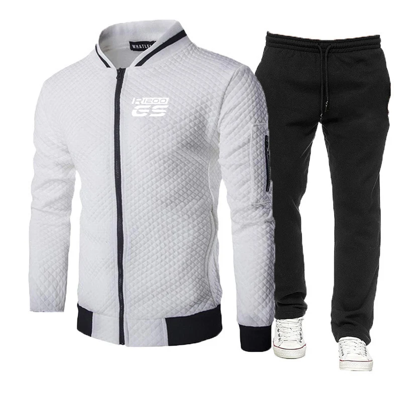 

Men's Motorcycle GS R 1200 Print Casual Round Neck Zipper Hot Sales Sweatshirt Jacket+Fit Jogging Sports Pants Suit