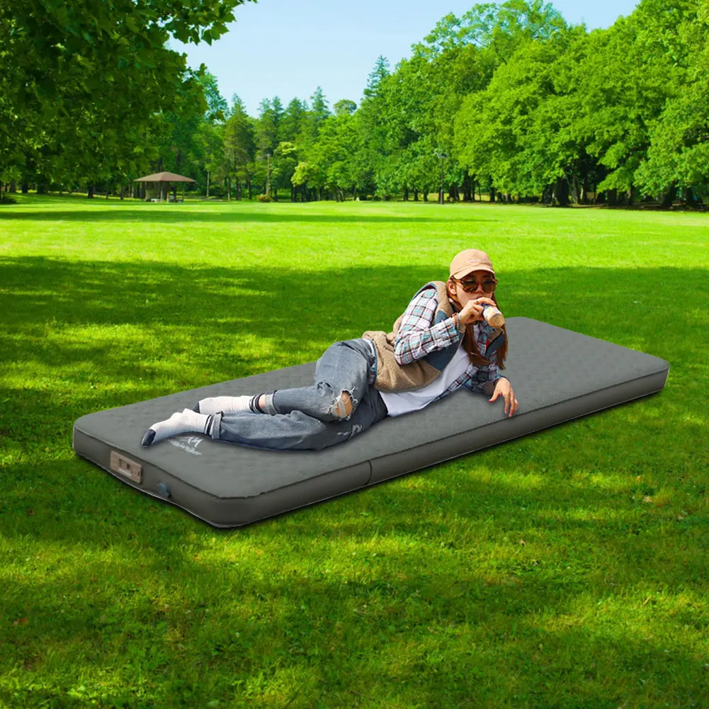 Camping Air Mattress Built-in Pump Self-Inflating Sleeping Pad Outdoor Tent Inflatable Bed for Backpacking Hiking