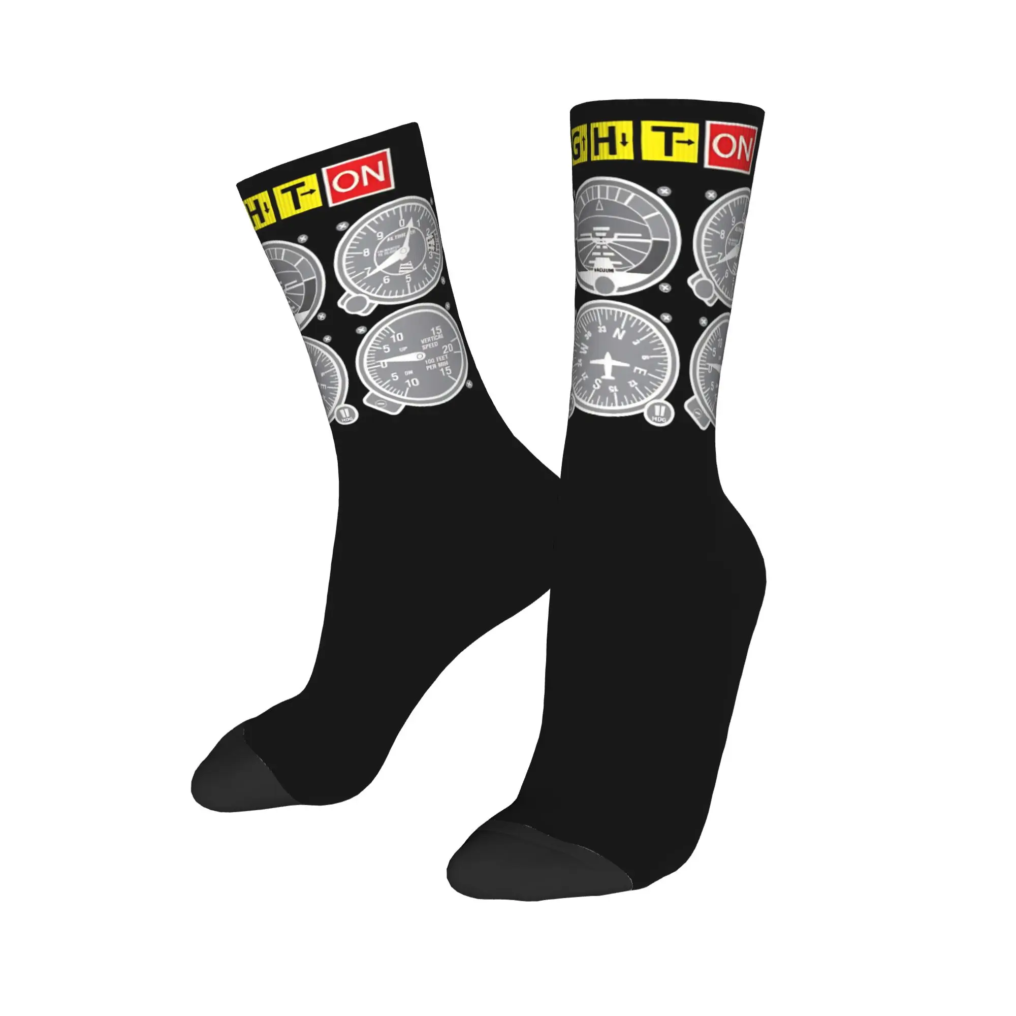 Happy Funny Men's Socks Casual Light Aircraft Dashboard Sock Polyester  Skateboard Women's Stockings Spring Summer Autumn Winter