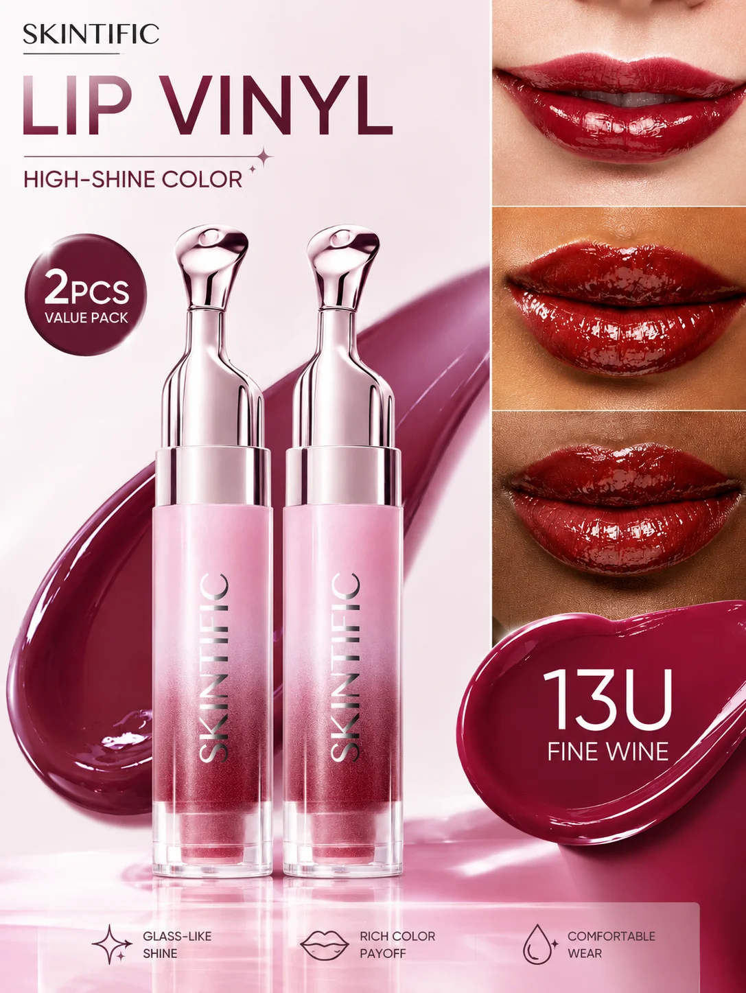 SKINTIFIC Brightening Lip Serum, Hydrating & Plumping 2pcs