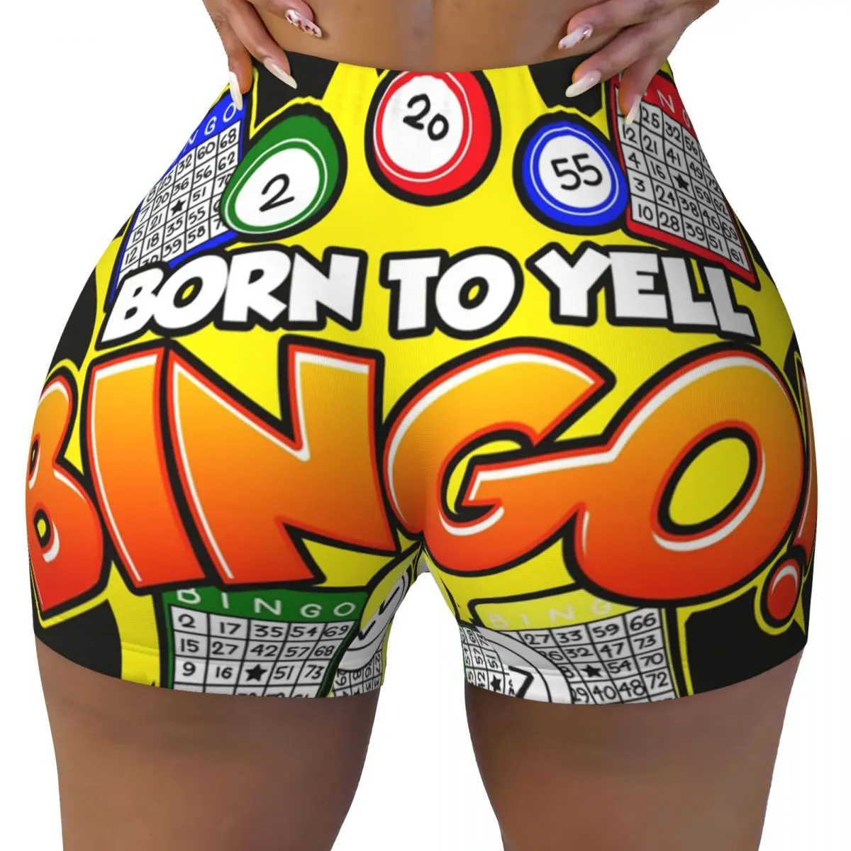 Custom Bingo Paper Game Gym Running Volleyball Shorts Women Workout Yoga Shorts