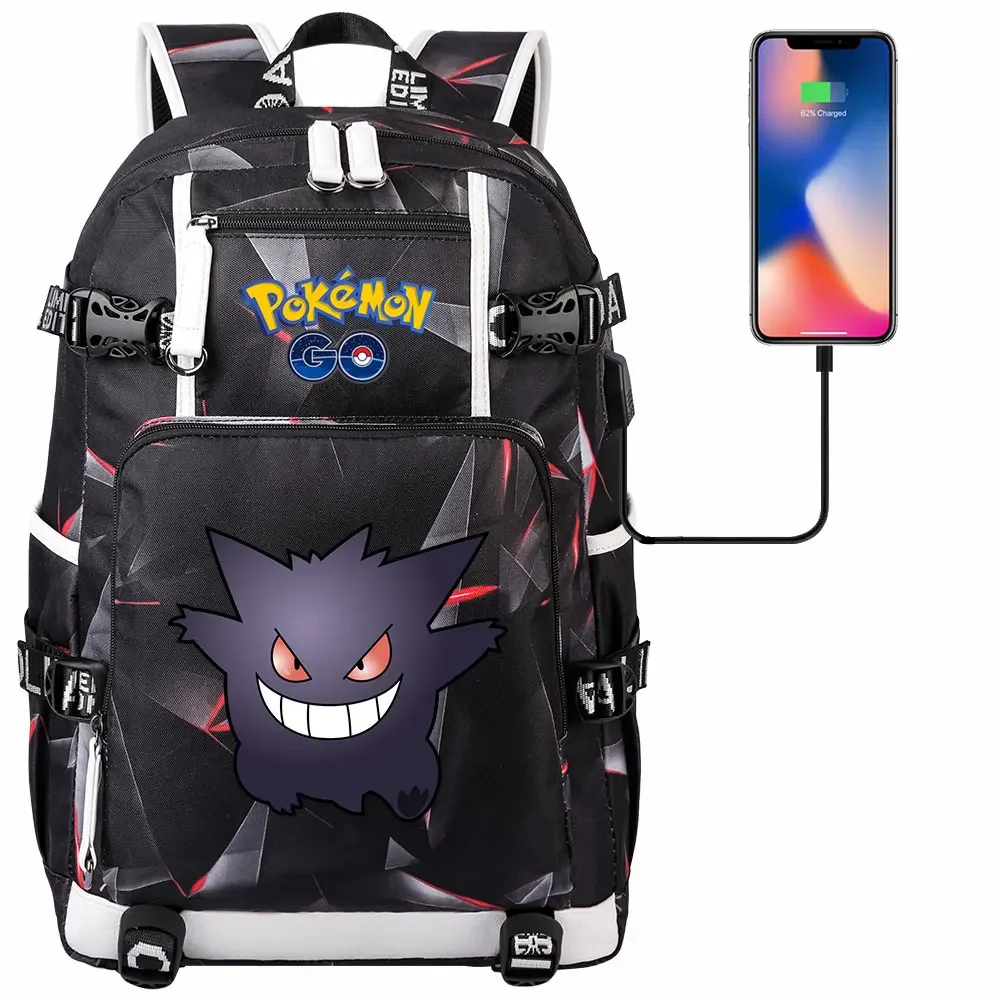 New Gengar Bulbasaur USB Teenagers Schoolbags Women Men Laptop Travel Backpack Girl Boys Kids School Book Bags