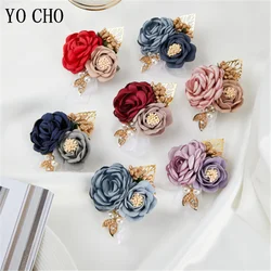 Artificial Rose Flower Boutonniere and Wrist Corsages for Girls Bridesmaid Wrist Flowers Bride Groom Brooches Wedding Supplies