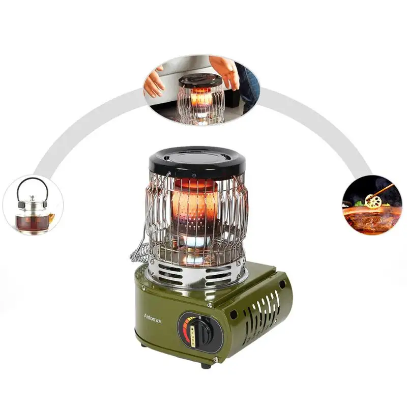 Outdoor Camping Gas Stove  2 in 1 Portable Propane Heater Burner High Efficiency Heating Stove for Winter Ice Fishing Hiking