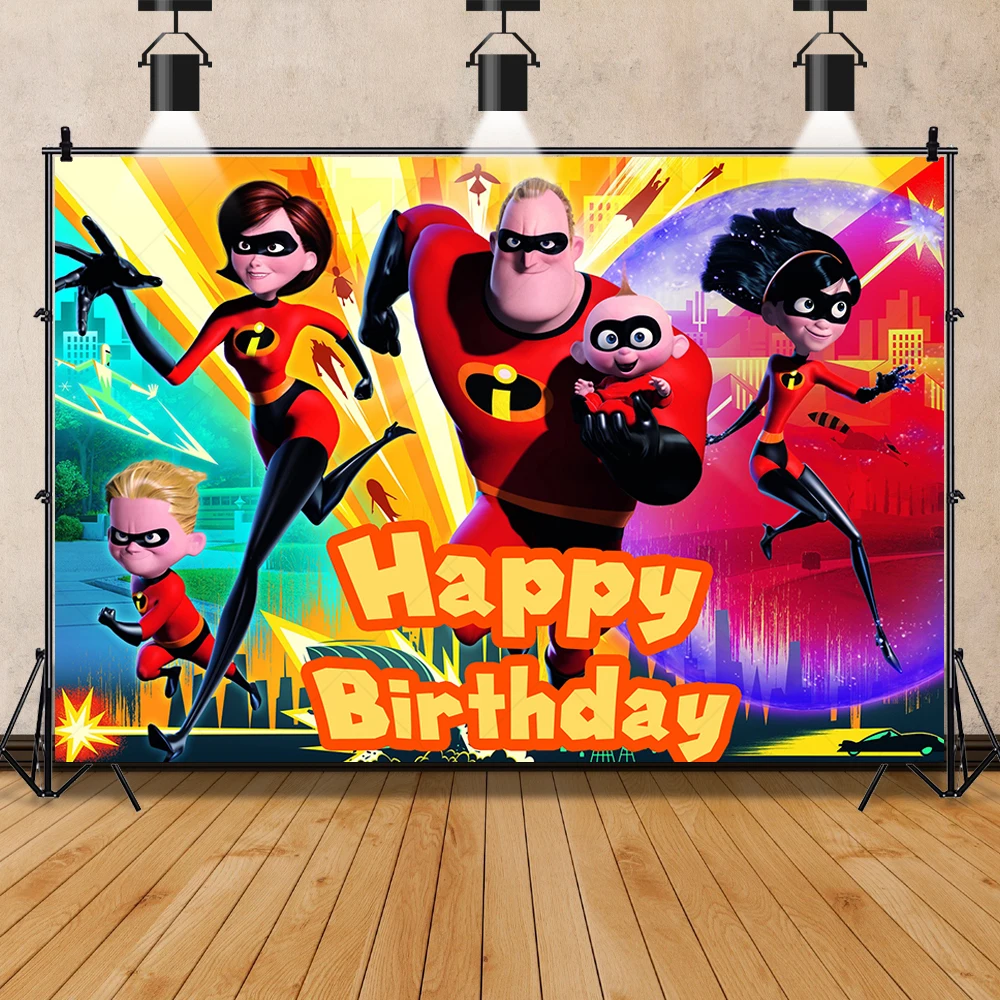 Disney The Incredibles Movie Cartoon Kid Boy Birthday Party banner Backdrop Custom Baby Room Photography Poster Decor Background