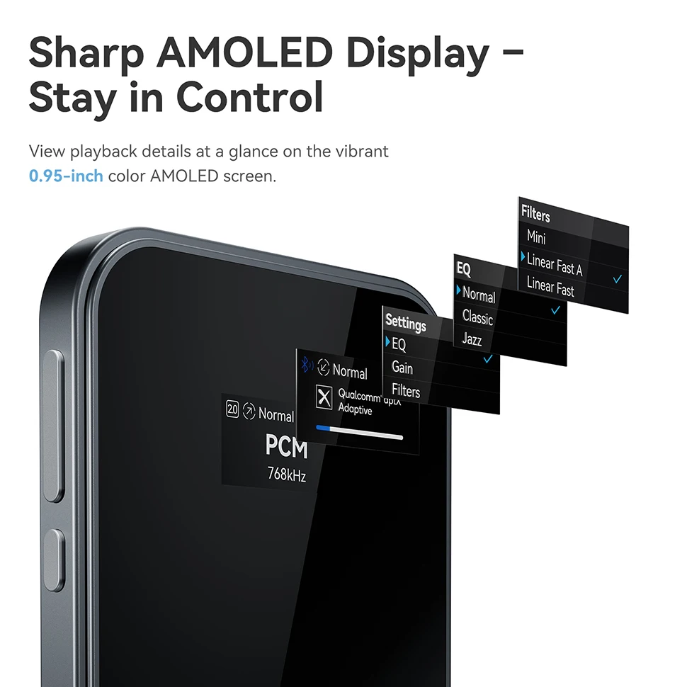 Amplificatore per cuffie portatile Khadas Tea Pro con display magnetico/0,95"/BT5.4/2100mAh/ESS ES9039Q2M, supporto PCM 768/DSD 512/3.5/4.4mm