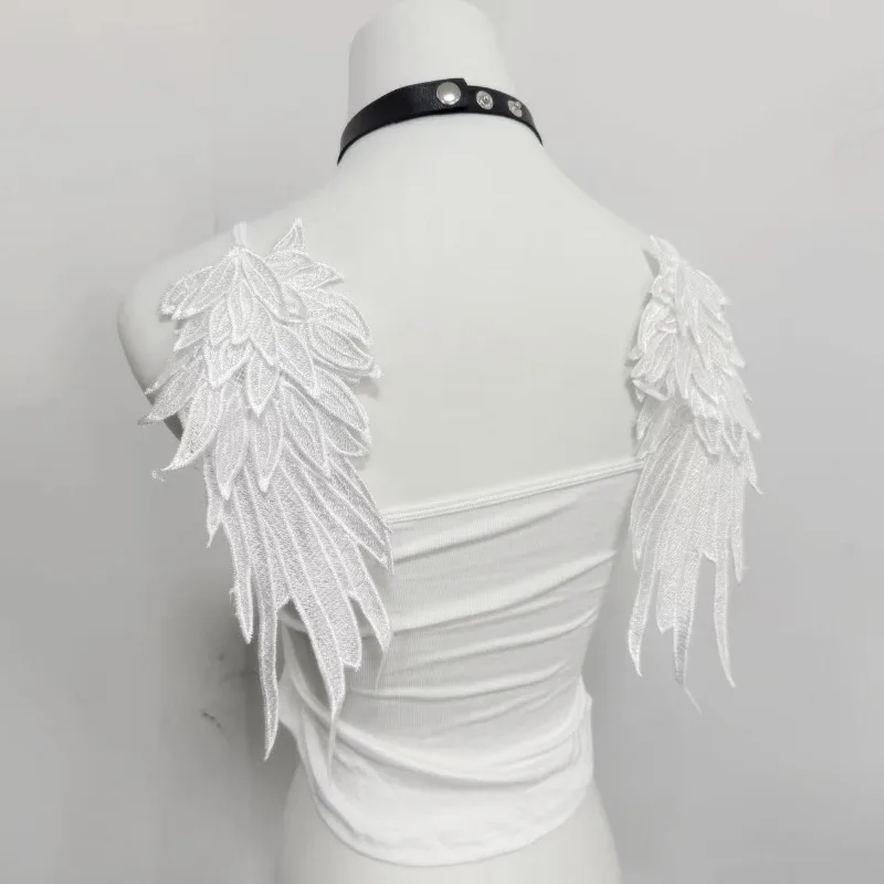 Gothic Style Embroidery Angle Wings Tank Top Women Streetwear Square-Neck Backless Bodycon Camisole Vintage Spring Summer