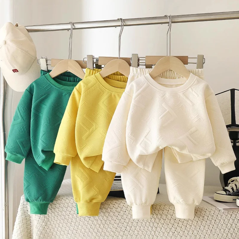 

Boys Girls Autumn Sets Unisex Fashion Spring Round Neck Suit Children's Casual Sweater+Sweatpants 2Pcs Outfits Kids Clothing