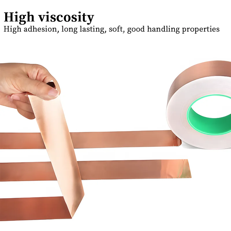 10M Copper Foil Tape Heat Resistant Double-sided Conductive Adhesive Strip for Electrical Soldering Stained Glass Repair