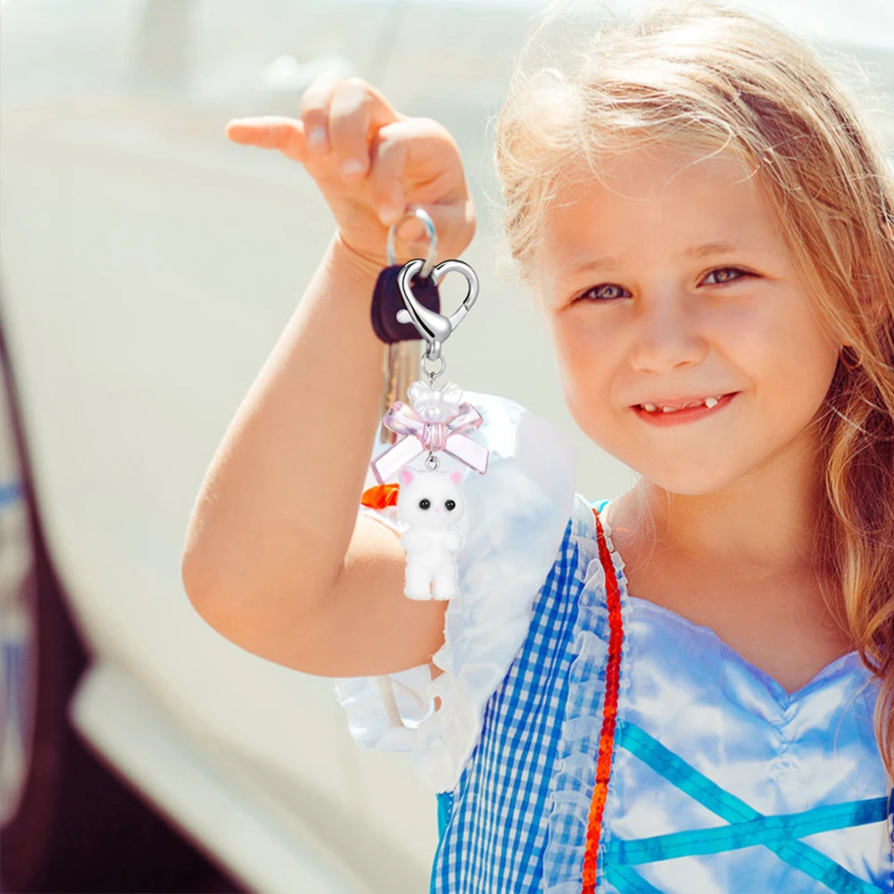 2 pcs Cat Keychain Cute Resin 3D Design Bag Charms Keychains Lightweight Animal Girl Phone Hanging Pendant Backpack