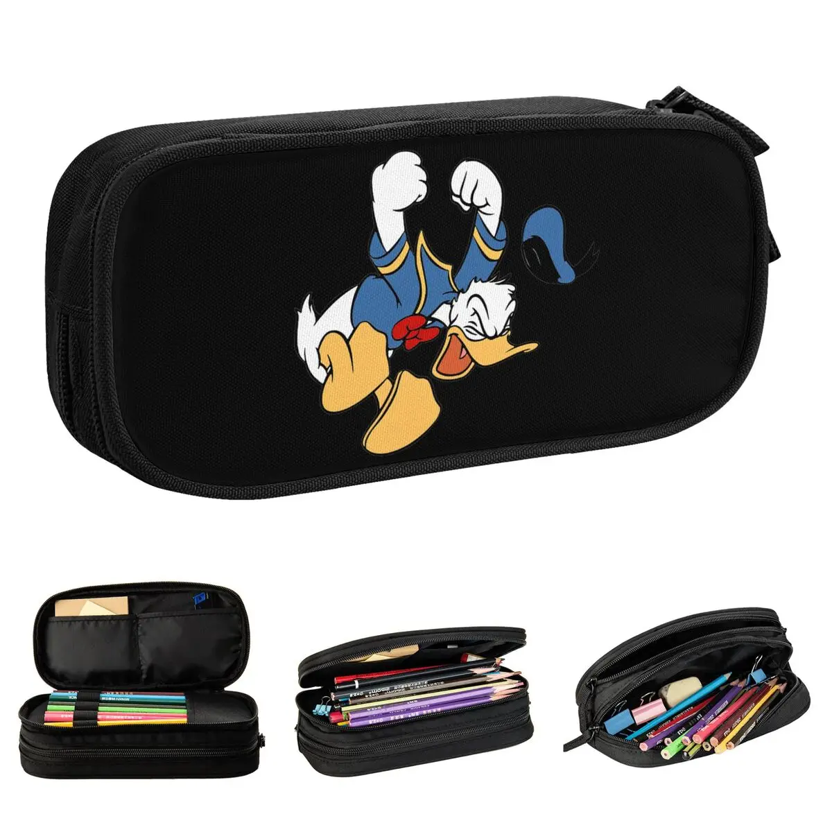 

Angry Donald Duck Cartoon Pencil Cases Pencilcases Pen Holder for Student Big Capacity Bags Students School Gift Accessories
