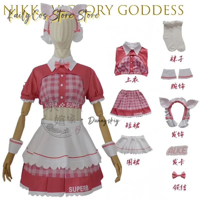 

NIKKE Victory Goddess Crepe Collaboration Alice Naja Tia Maid Косплей Костюм Аниме Персонаж Наряд Хэллоуин disfraz Adulto
