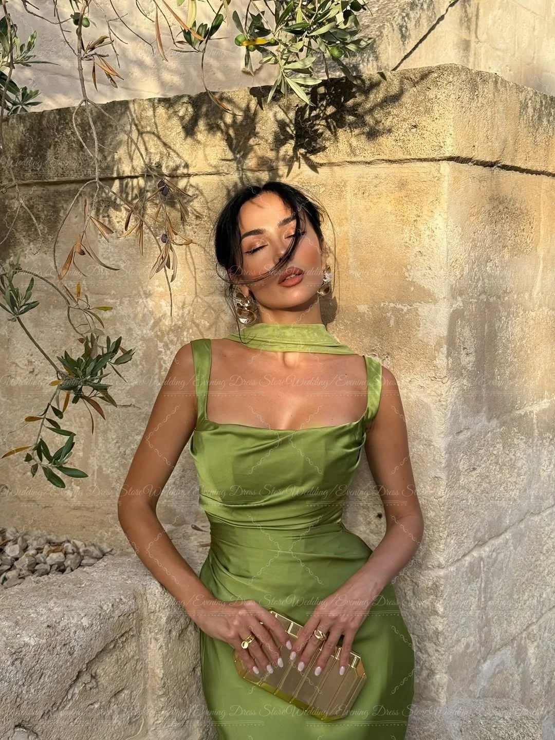 Ranmo Modern Square Collar Satin Mermaid Prom Dresses High Quality Backless Sleeveless Formal فساتين سهرة Customized