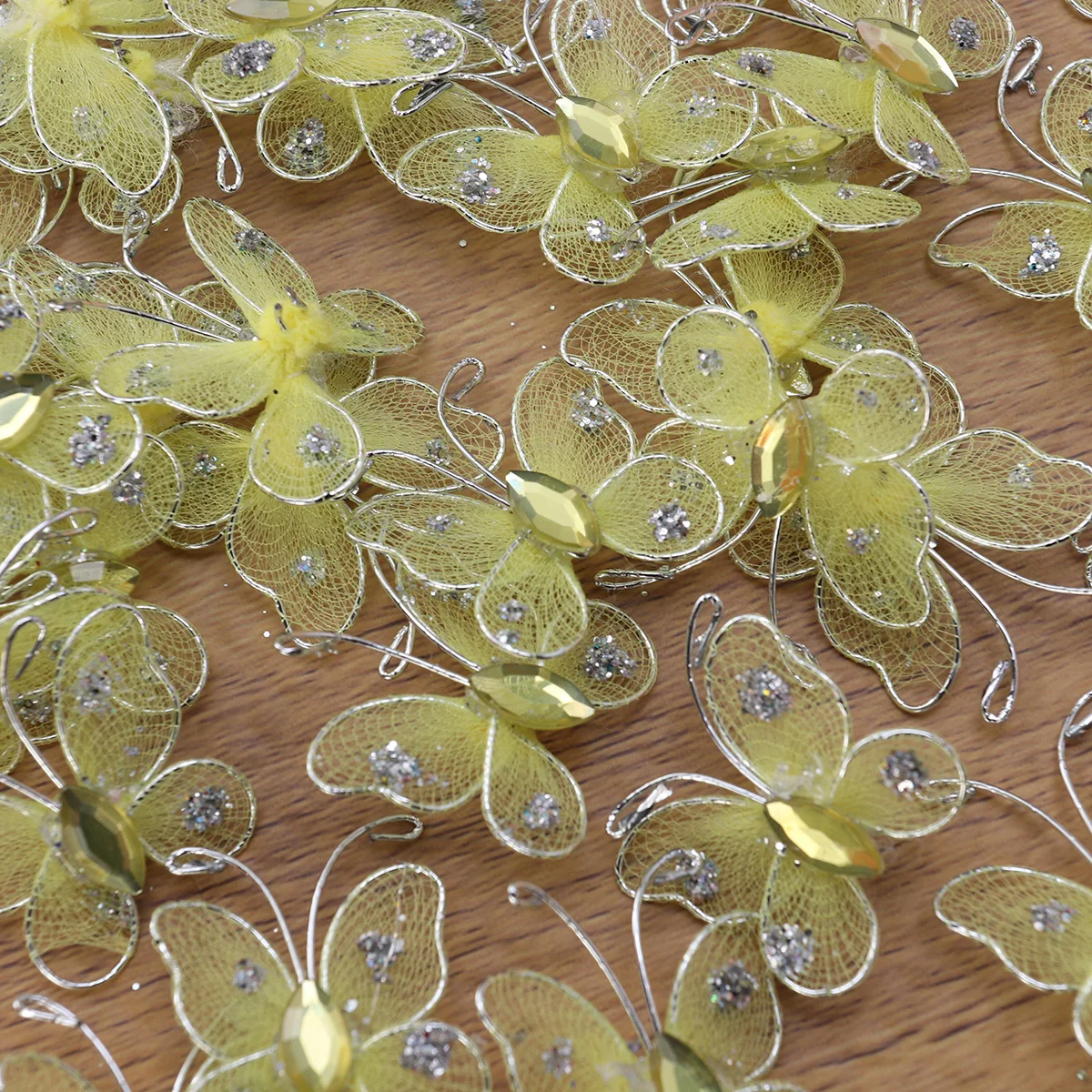 

50 Pcs Artificial Butterfly Simulation DIY Wedding Decor Decoration Wire Mesh Silk Screen