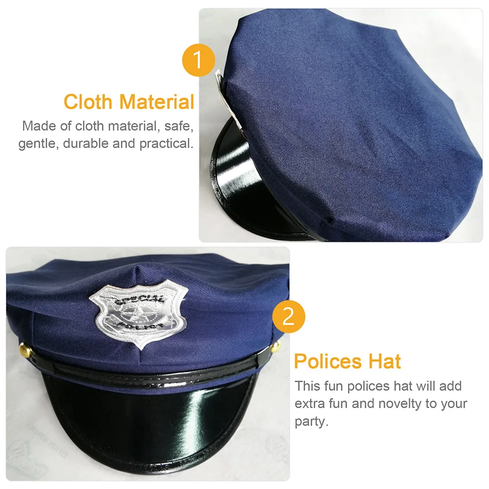 

2pcs Police Cap Hats for Kids Bright Colors Soft Material Party Cosplay Stage Halloween Birthdays