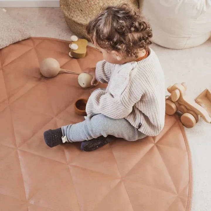 Hochwertige weiche und wasch bare Kinder spielen Teppiche Baby vegane Leder geste ppte Baby Crawl Spiel matte mit benutzer definierten Logo