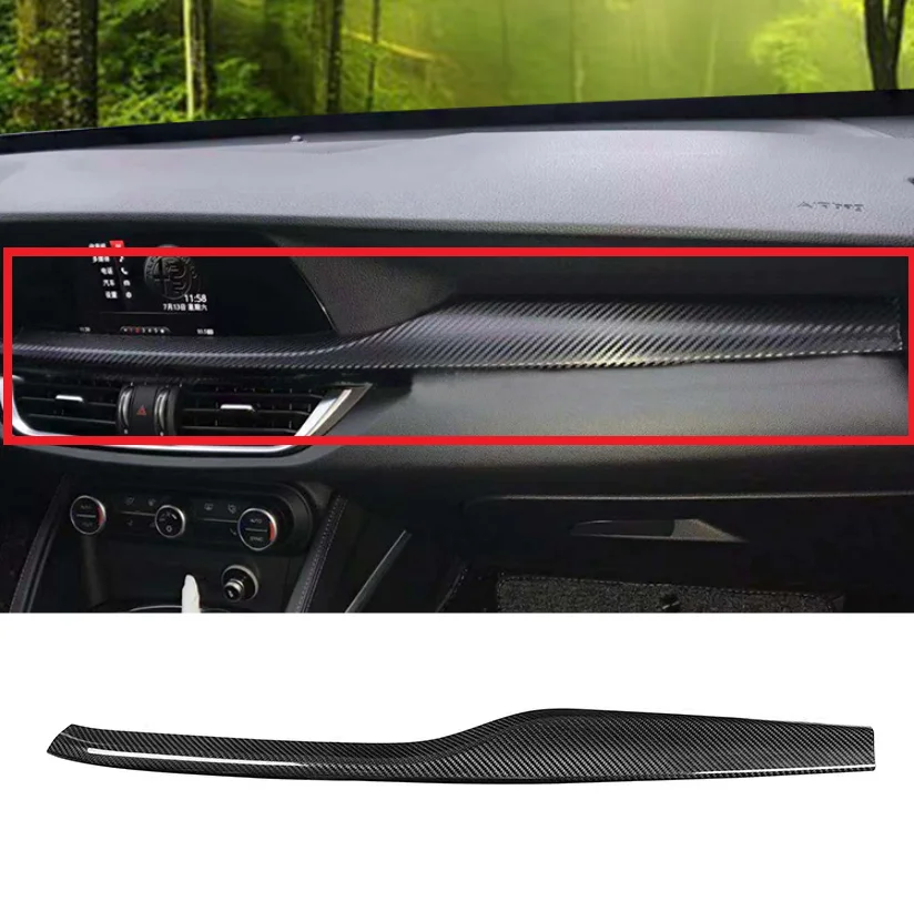 

Dry Carbon Fiber Carbon Fiber Dashboard Strip Cover Trim Fit For Alfa Romeo Stelvio 2017-2022