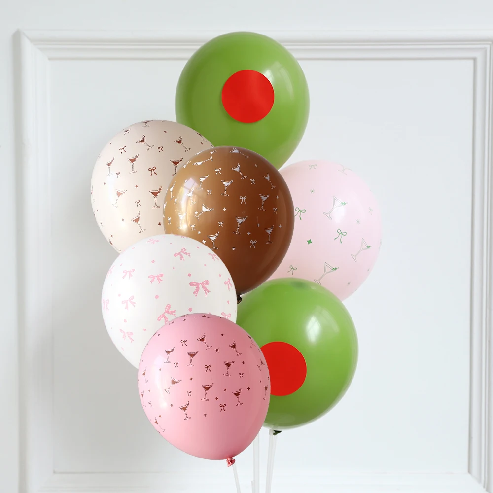 

10pcs 12Inch Martini Glass Bow Printed Latex Balloons Bridal Bachelorette Birthday Picnic Espresso A Tini Bit Older Party Decor