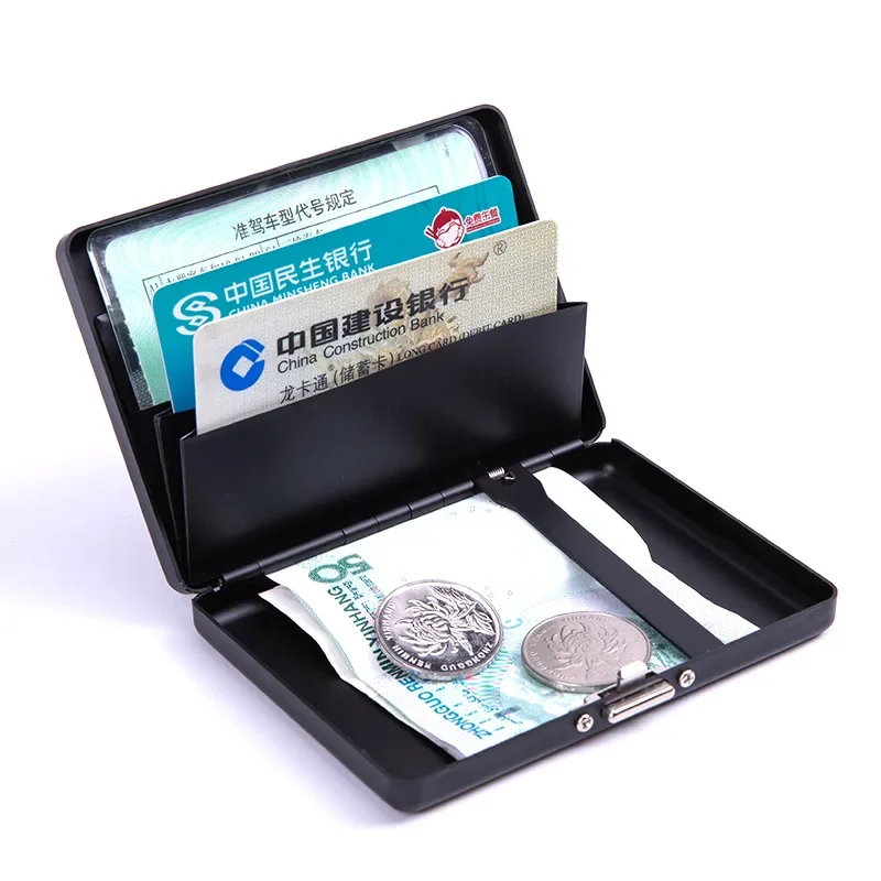 

Anti magnetic and anti-theft card swiping bag with automatic pop-up aluminum shell credit card box cigarette box