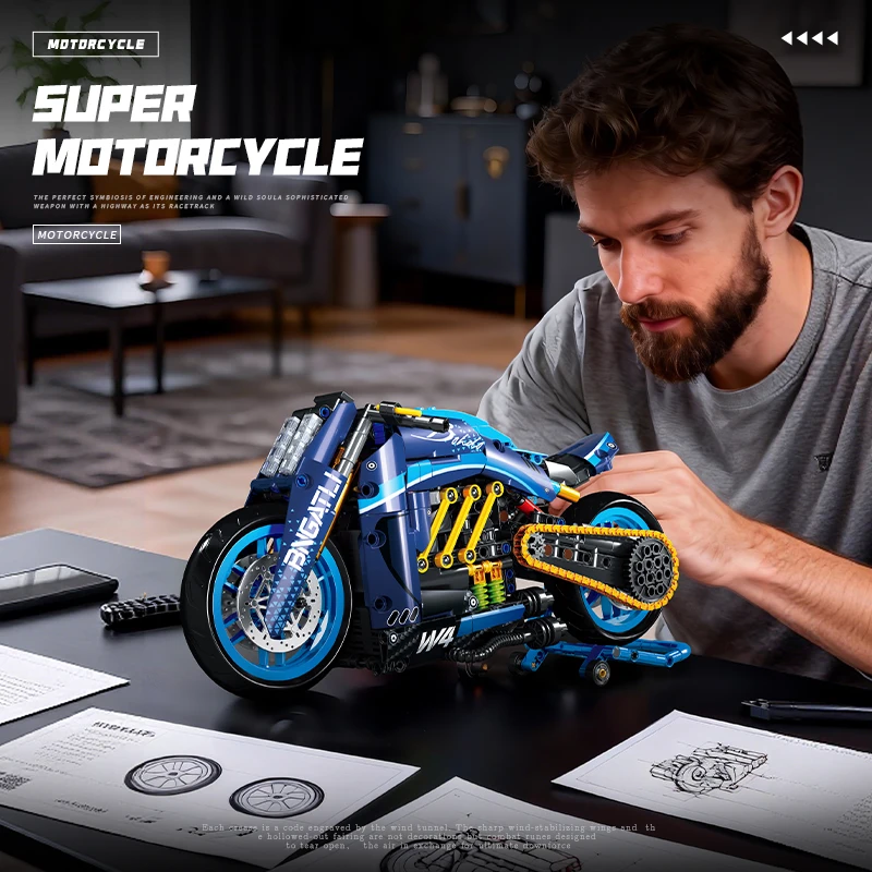 

Высокотехнологичный конструктор мотоцикла 1:8: Классический набор блоков для взрослых, уникальный конструктор-мотоцикл, игрушка-подарок для автолюбителей