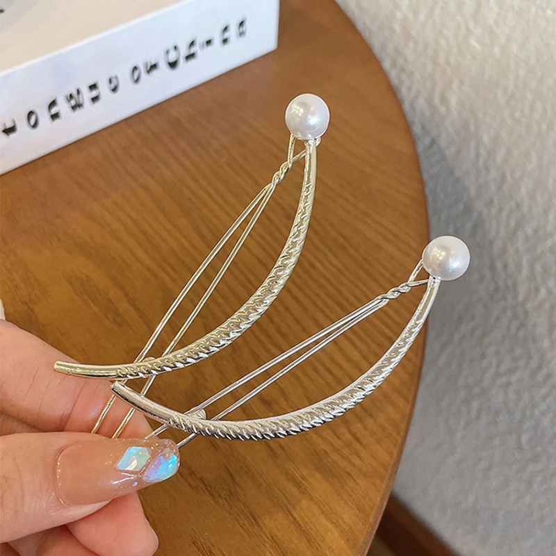 Novo metal geométrico grampo de cabelo elegante pérola barrette arco rabo de cavalo hairpin para mulheres meninas bandana barrettes acessórios para