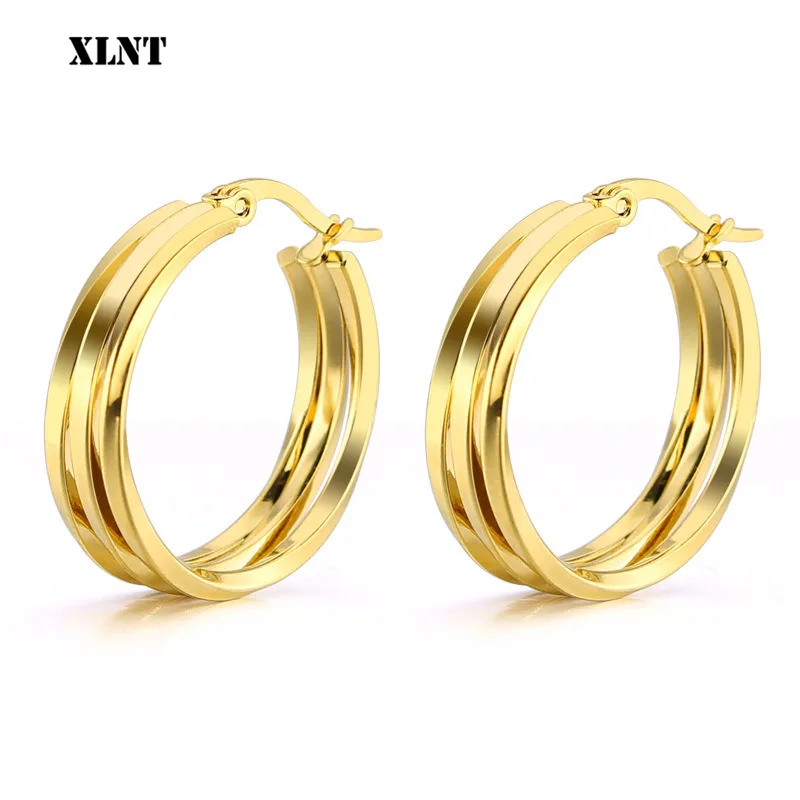 XLNT Trendy Fashion Elegant Hoop Earring Woman 2019 New Vintage Gold Color Cheap korean Statement Earrings Accessories brincos