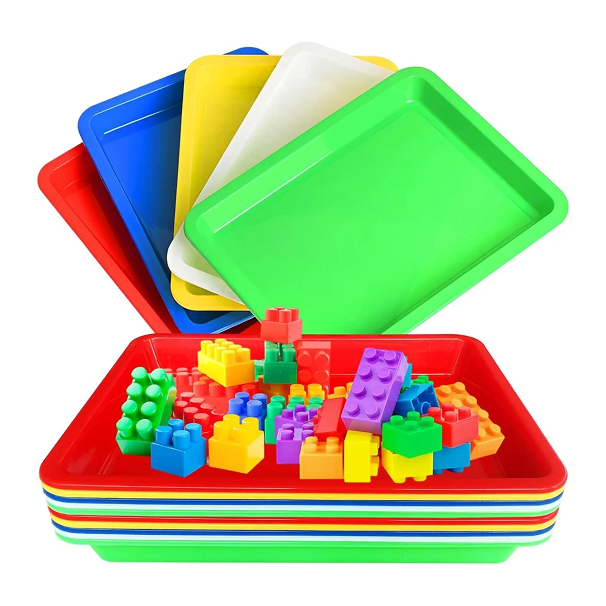 10 PCS Multicolor Plastic Art Trays,Activity Plastic Tray,Serving Tray for Art and Crafts,Painting,Organizing Supply