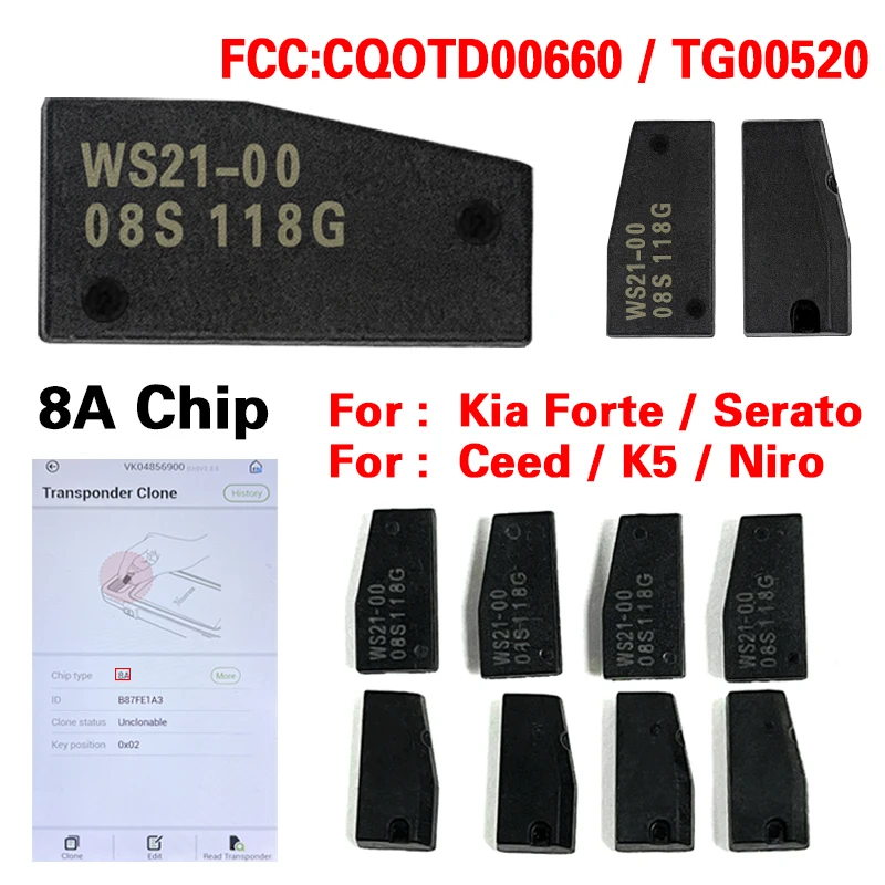 

AC08021 Original NEW Transponder Key 8A Chip 128-bits CQOTD00660 P4 00 00 23 23 For Kia Forte Ceed K5