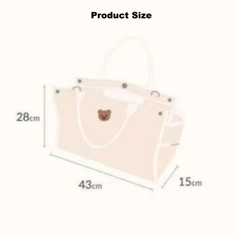 Cute Bear Women Canvas Mommy Bag Large Capacity Shoulder Messenger Bag for Mom Baby Item Organizer Stroller Diaper Nappy Bag