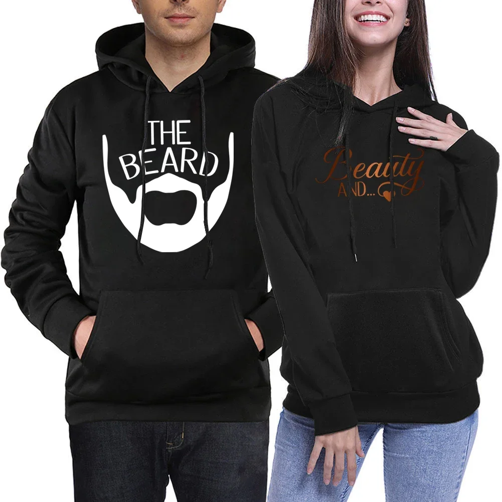 

New Matching Couples hoodie Beauty and the Beard long sleeve print boy girl lover hoodies Matching Outfits for Honeymoon hooded