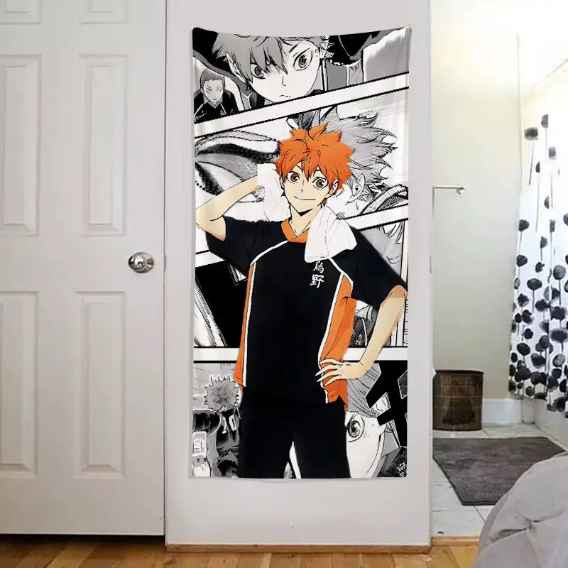 Anime Haikyuu!! Shoyo Hinata Cosplay naturalnej wielkości plakaty Playbill kreskówka tło tkanina udekoruj Halloween Xmas prezent urodzinowy