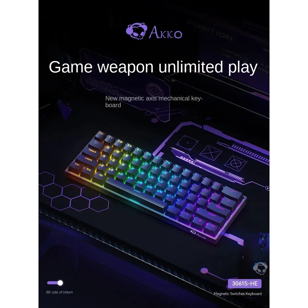 3061S-HE Magnetic Shaft Mechanical Keyboard RGB Wired  Customizable Key Stroke 8K Support RT/DKS/MT/TGL FPS 61 Keys Gaming