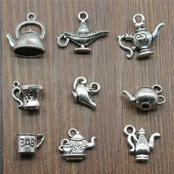 10pcs Antique Silver Color 3D Kettle Charm Pendants Jewelry Accessories 3D Flagon Charms 3D Teapot Charms