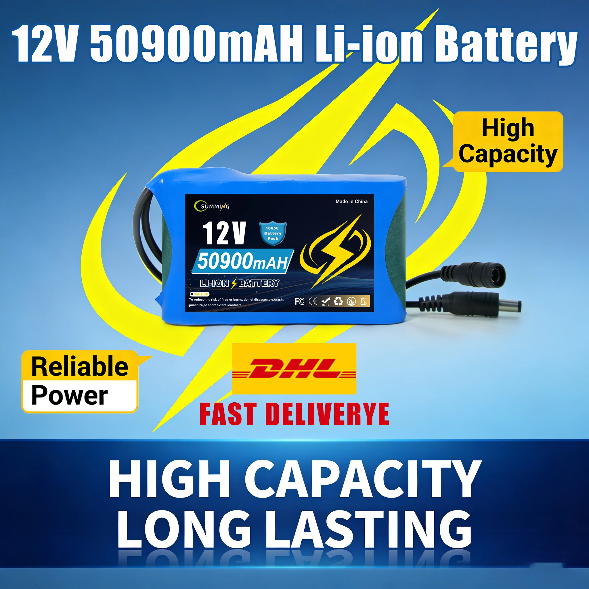 

12.6V 50900mAh 3S LiFePO4☀️Battery Pack 12V 50.9Ah 100% New Rechargeable SolarSystem Battery + Charger Kit