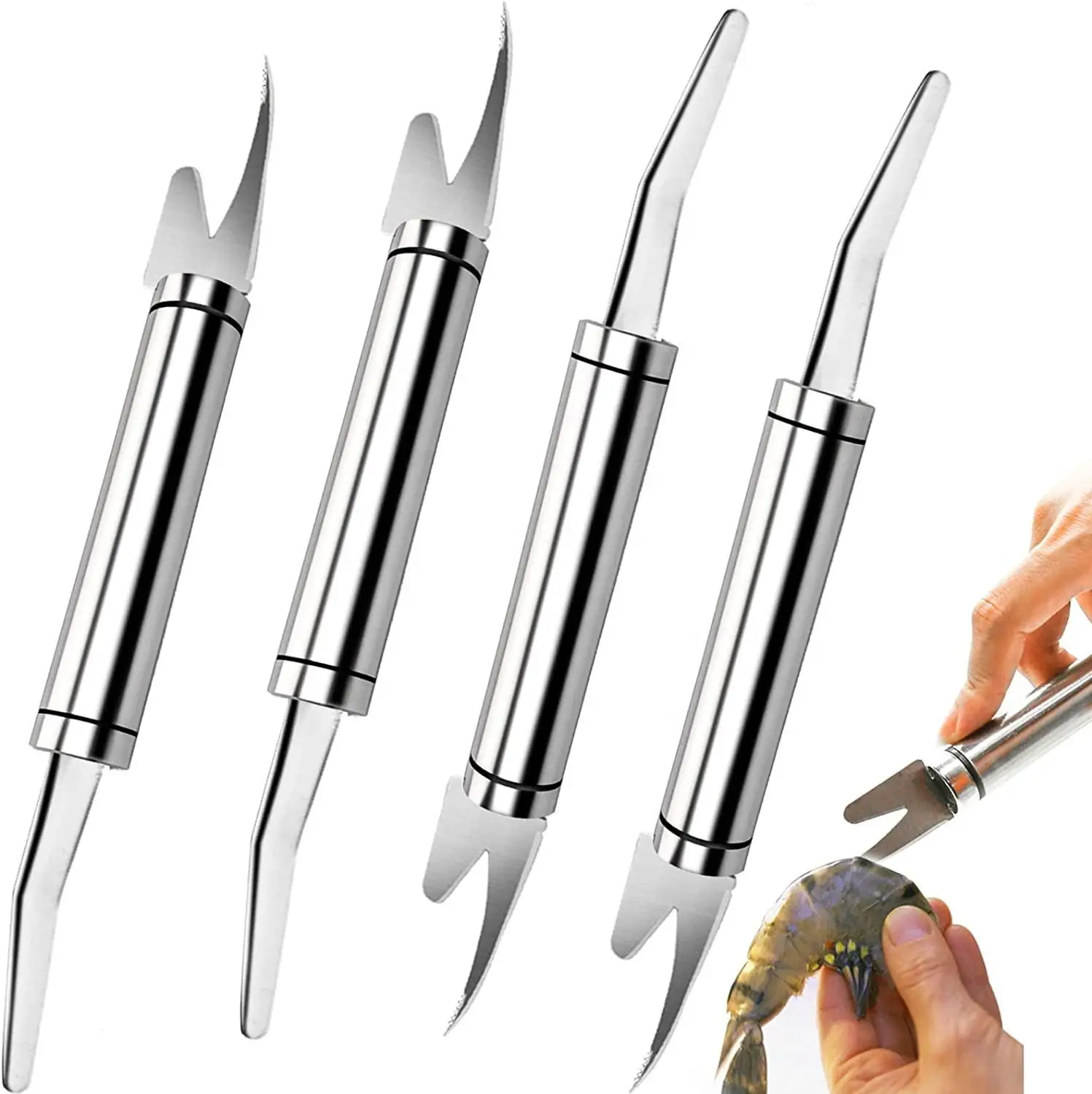 1/2/4pcs Stainless Steel Shrimp Deveiner Tool, Multifunction Seafood Peeler Knife for Shrimp Fish and Kitchen Use