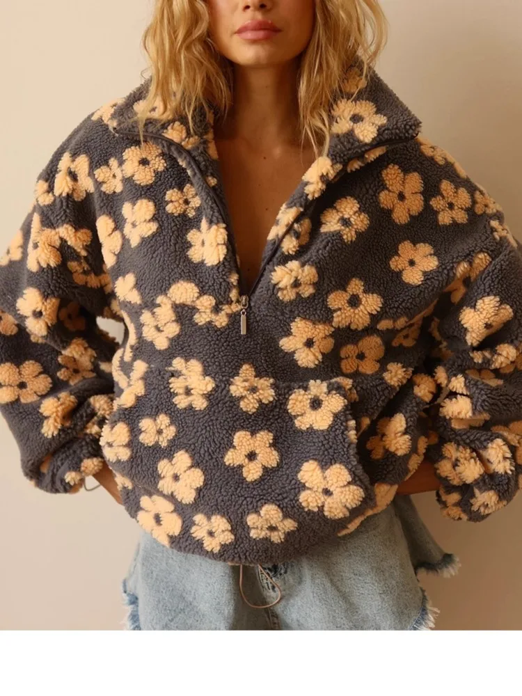 

Autumn And Winter New Fashion Warm Wool Sweatshirt Women's High-neck Personality Trend Long-sleeved Sweatshirt Versatile Tops