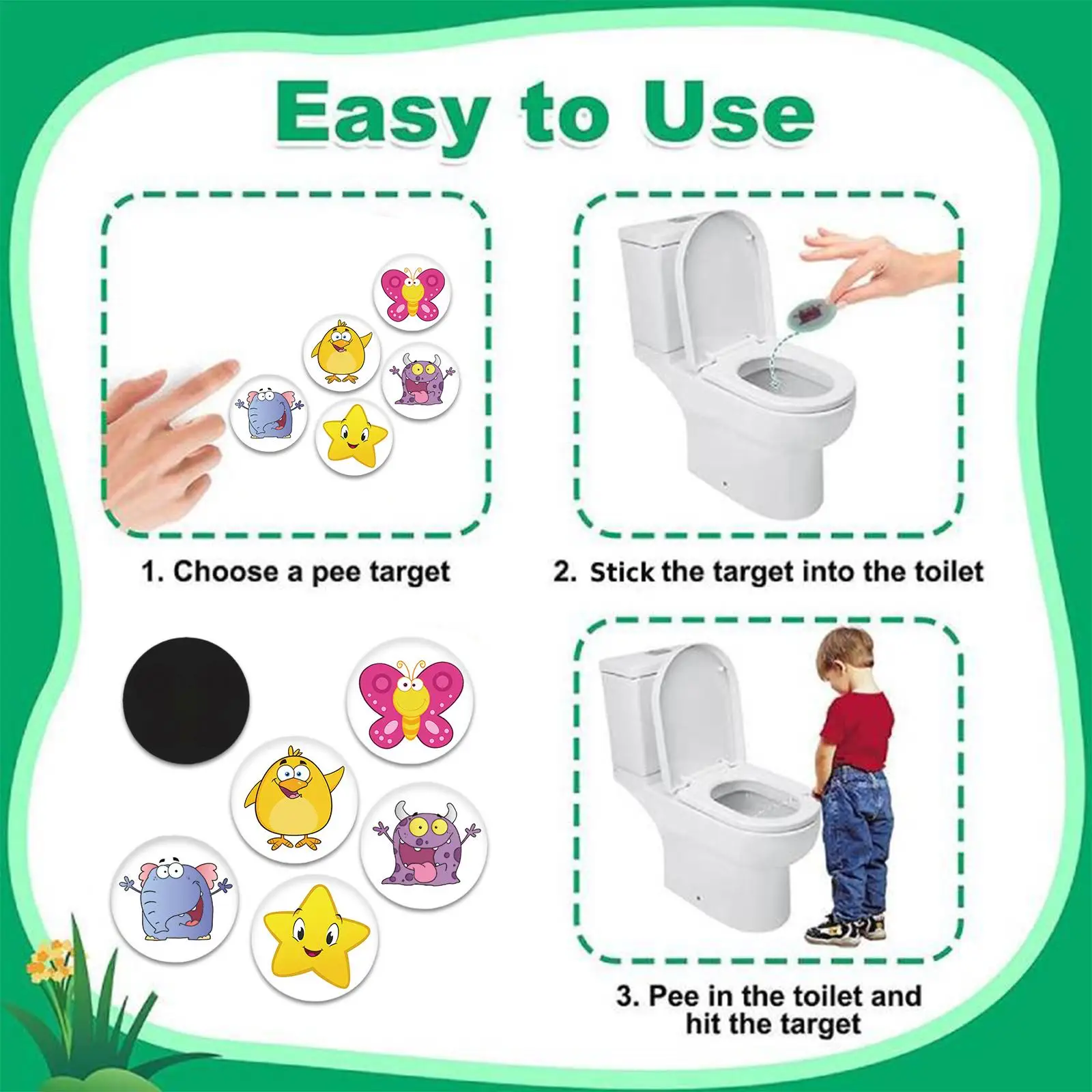 5PCS Color Changing Toilet Sticker Toddler Potty Training Toilet Color Changing Toilet Sticker Potty Training Seat Magic Sticker