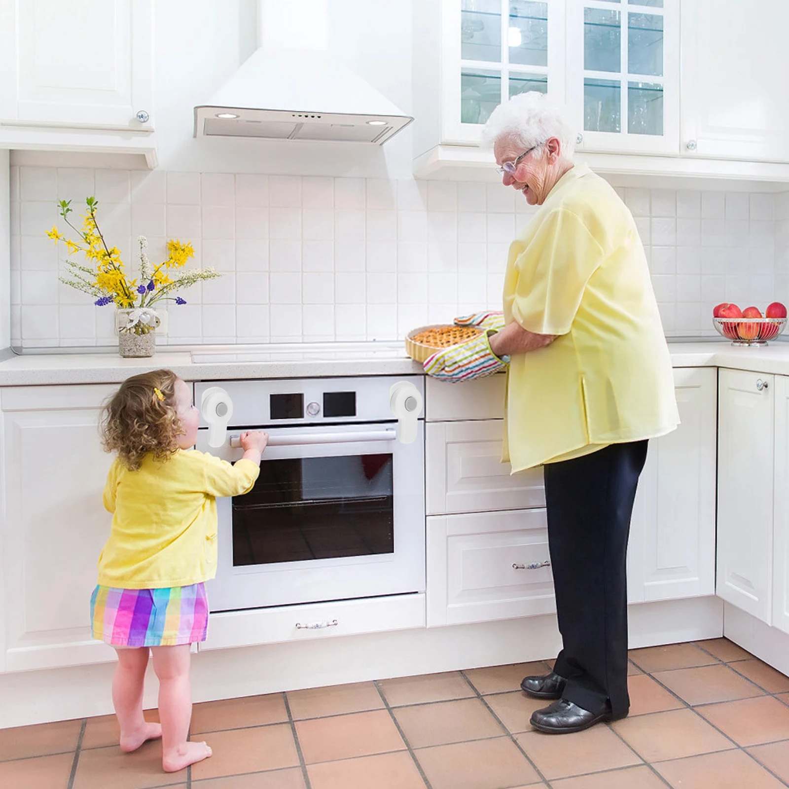 

2pcs Childproof Oven Baby Safety Door Lock Durable Plastic Cabinet Lock Easy Install One Hand Open Kids Proof Strong Protection