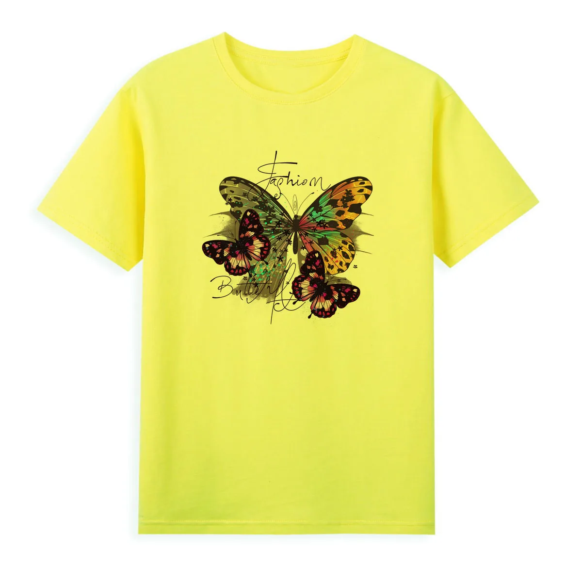 Butterfly Signature Print T-Shirt Spanish girls love short sleeves in summer Beautiful casual top tee A1-32