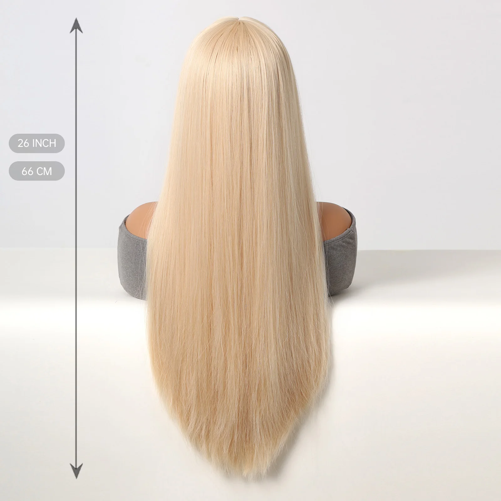 GEMMA Light Blonde Long Straight Synthetic Wig Middle Part Cosplay Lolita Wigs for White Women Heat Resistant Fibre Natural Hair