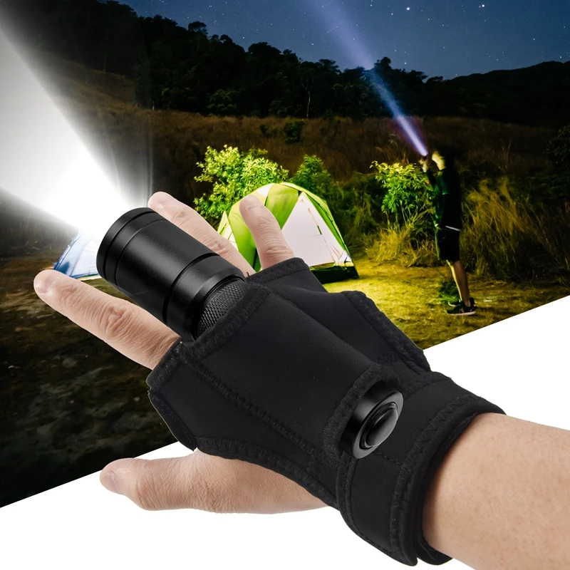 Wrist Flashlight Holsters Durable Diving Flashlight Gloves For Fishing Diving Hunting Underwater Light