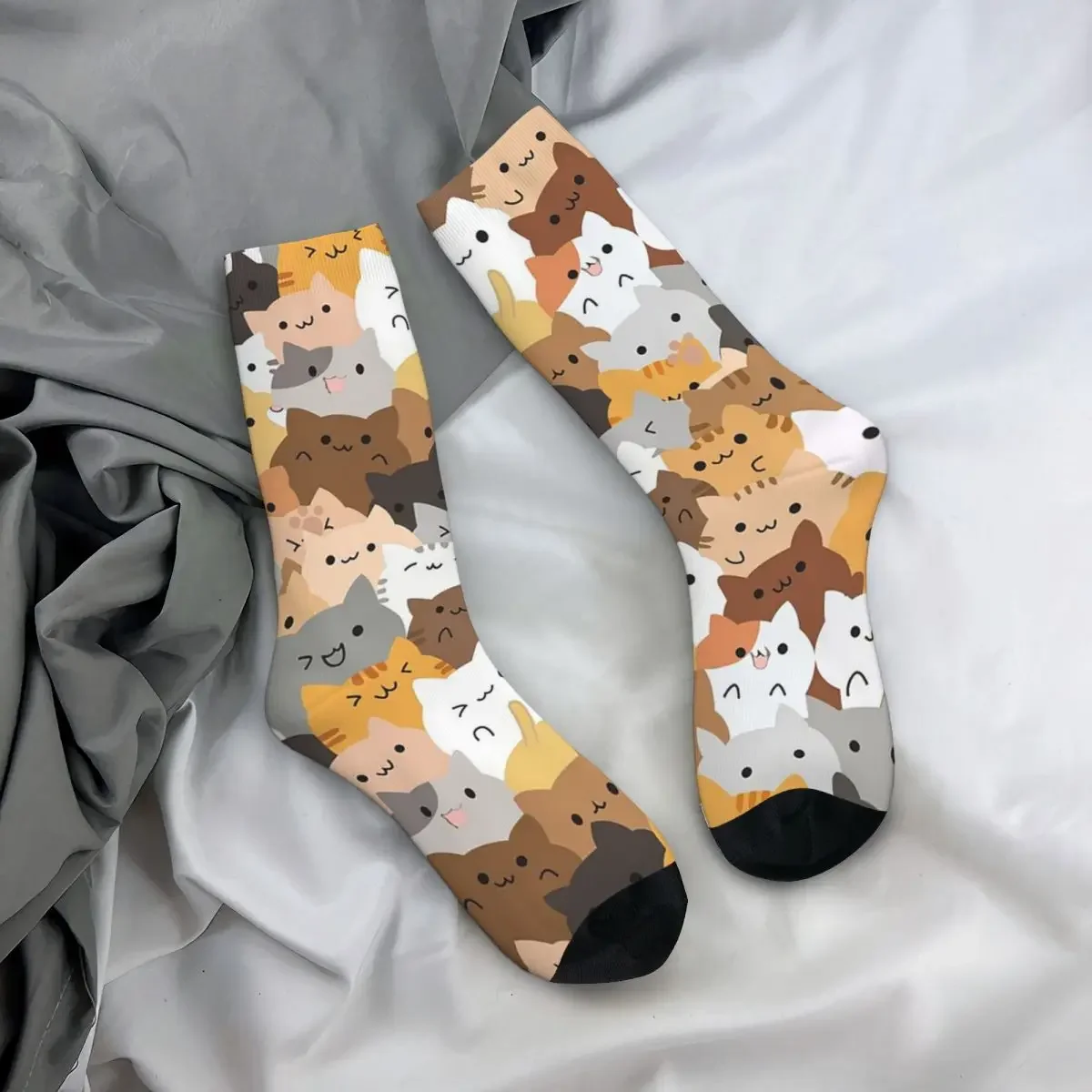 Sweet Happy Cub Kittens - Cats Pattern Socks Harajuku Super Soft Stockings All Season Long Socks for Man Woman Birthday Present