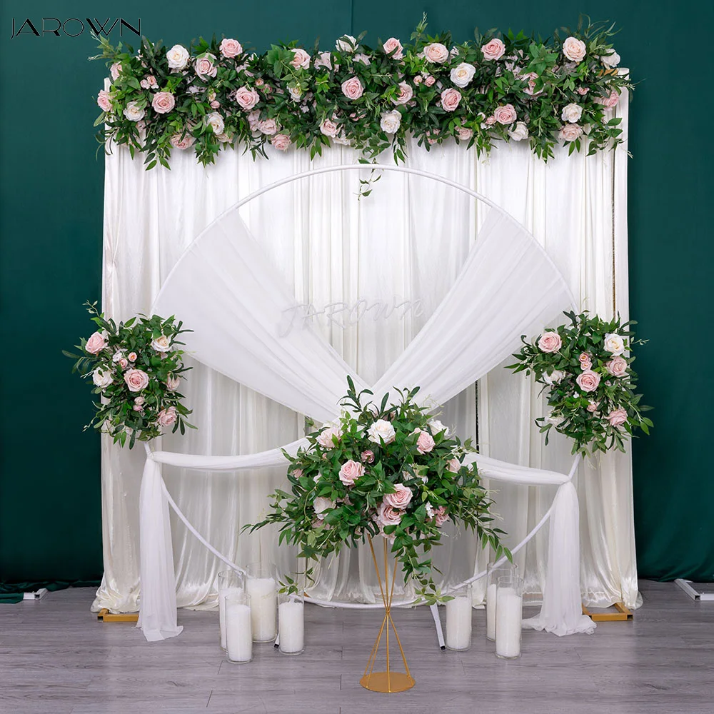 Wedding Decorations Luxury Light Pink White Rose Flower Runner for Event Party Backdrop Props Table Centerpiece Customized