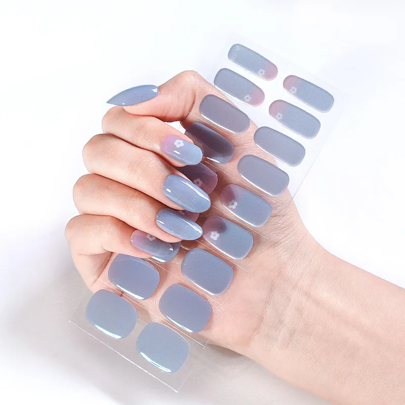 Gel semi-durci nude pour ongles, autocollant pour ongles, curseur adhésif, imperméable, longue durée, couverture complète Aurora, lampe UV nécessaire, 2023